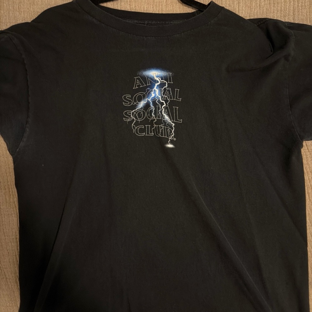 Anti Social Social Club Black Tee with Lightning Graphic